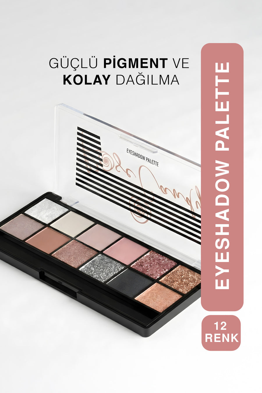 12li Far Paleti-Eyeshadow Palette Mat & Işıltılı|Güçlü Pigment & Kolay Dağılma|Toz Göz Far Paleti