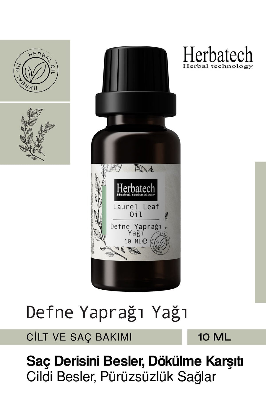 Doğal Defne Yaprağı Yağı 10 ml - Kas Ve Eklem Rahatlatıcı, Saç Derisi Güçlendirici