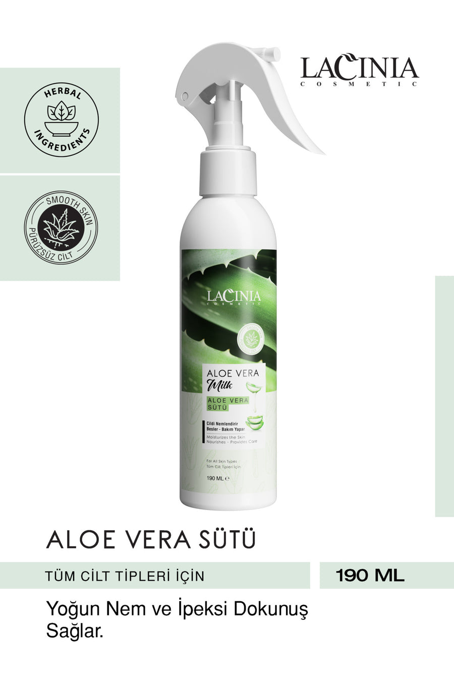 Aloe Vera Sütü 190ml Cilt Bakım Spreyi