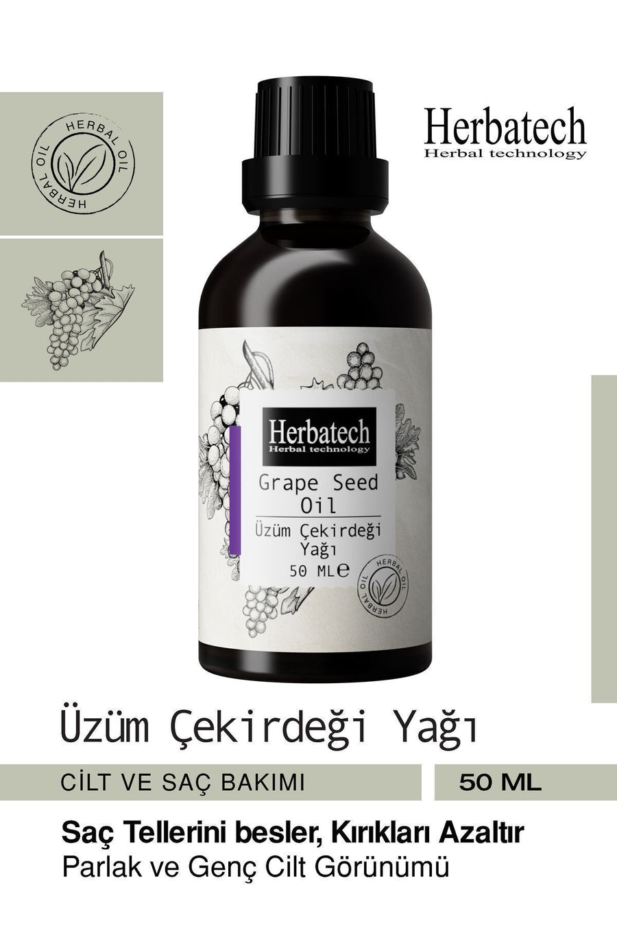 Doğal Üzüm Çekirdeği Yağı - Sıkılaştırıcı Göz Çevresi Ve Cilt Bakım Yağı 50 ml