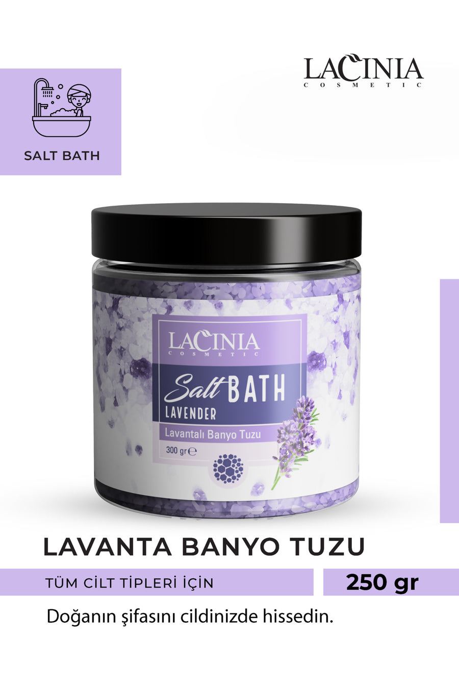 Banyo Tuzu Lavender - Renksiz 250 gr Ölü Hücre Temizleme Ve Vücut Bakımı Etkili