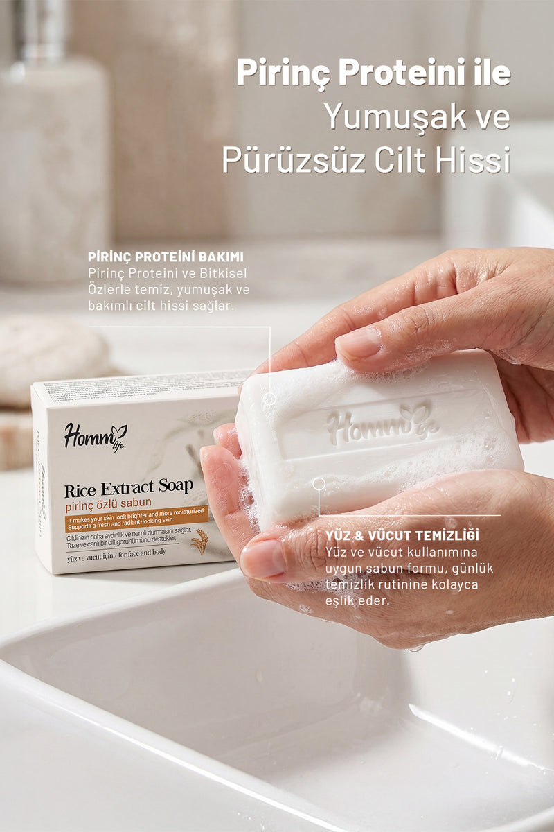 Cilt Temizliği ve Bakım İçin Pratik Kullanım | Pirinç Özlü Sabun 75 gr