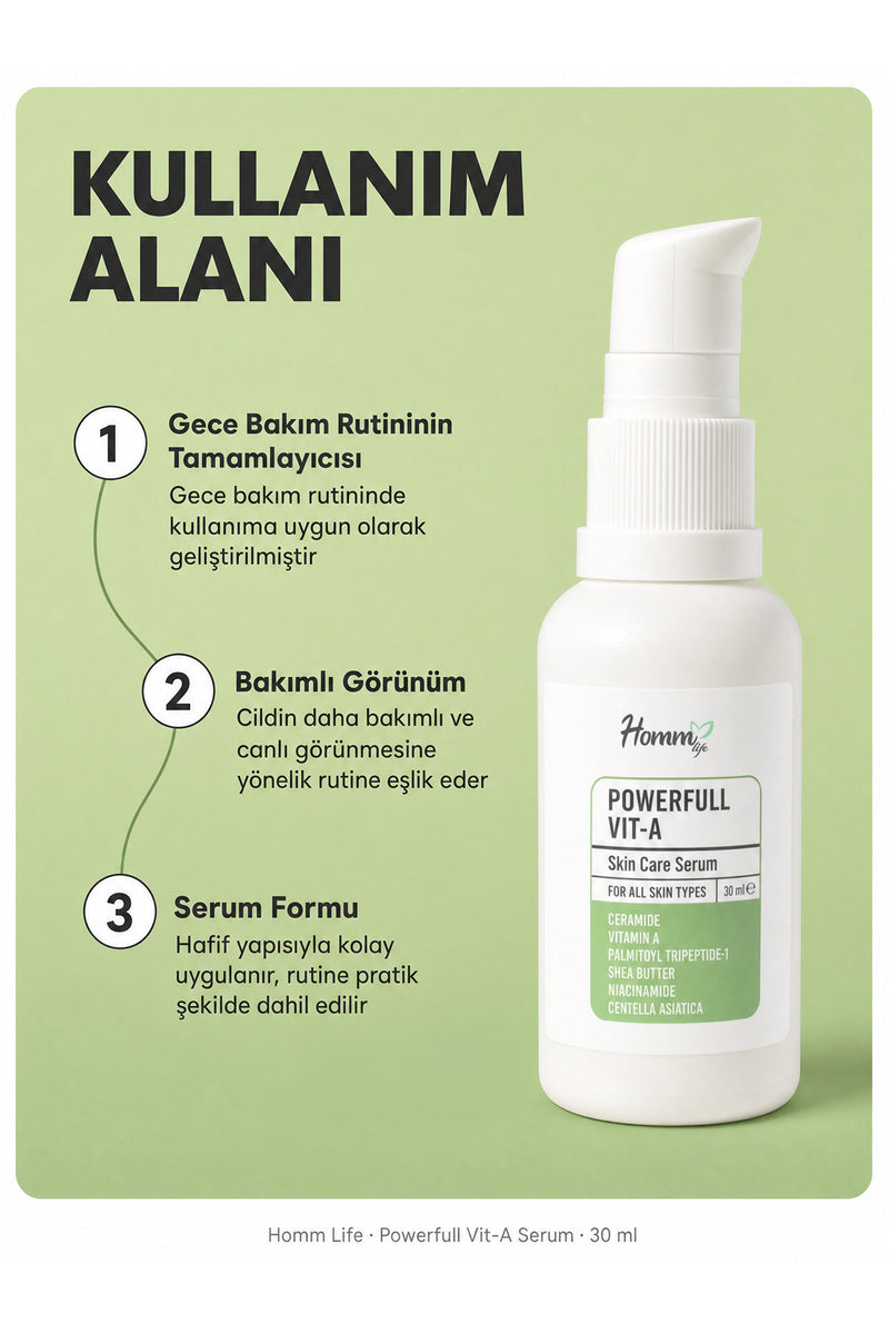 Sıkılaştırıcı Cilt Bakımı İçin Pratik Kullanım | Powerful Vıt-A Serum 30 ml