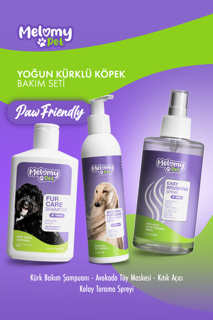 Evcil Hayvan Yoğun Kürklü Köpek Bakım Seti