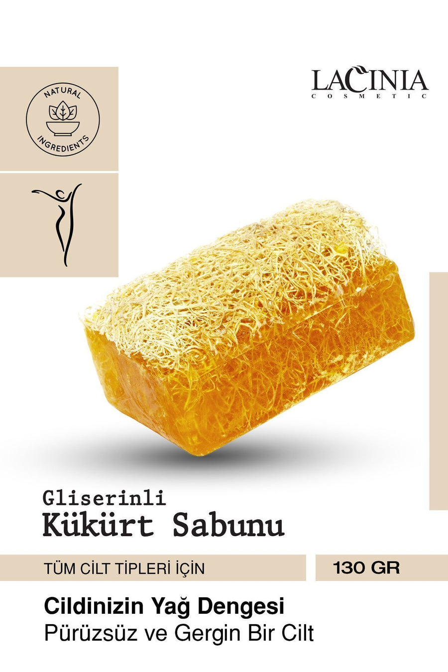 Doğal Kabak Lifli Kükürtlü Sabun 130 gr Yüz Ve Vücut Bakımı Için Etkilidir