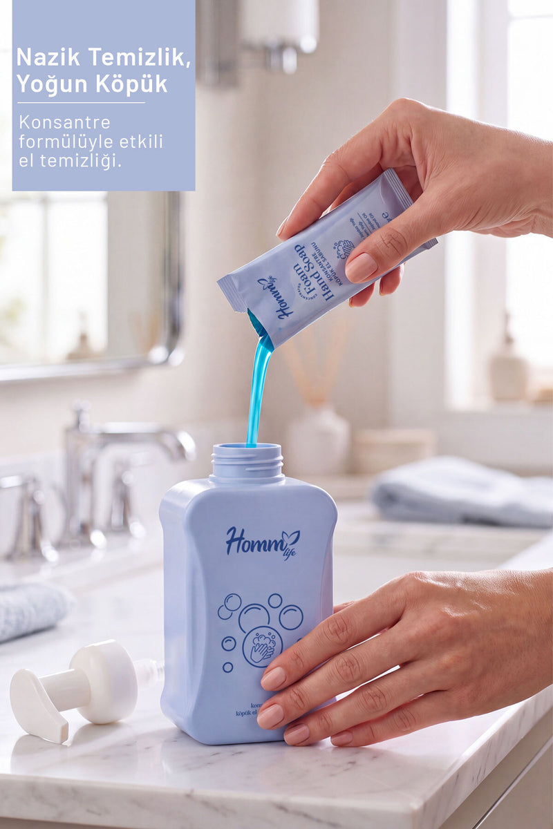 Köpük El Sabunu 10'Lu Set (500 Ml Köpük Yapıcı Şişe + 10 Adet Konsantre Köpük Sabun)