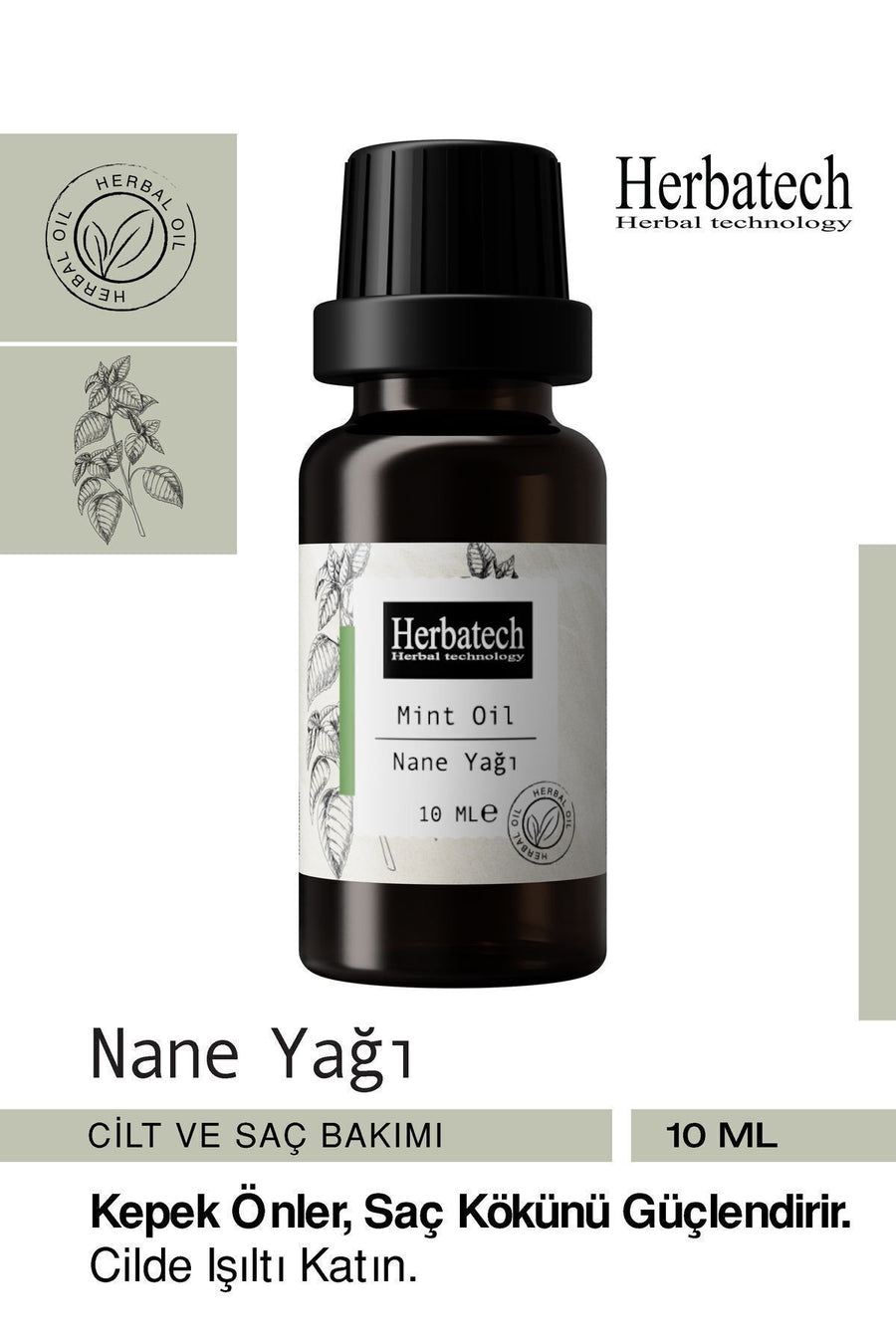 Doğal Nane Yağı - Saç Derisi Canlandırıcı, Ferahlatıcı Aromaterapik Bakım Yağı 10 ml