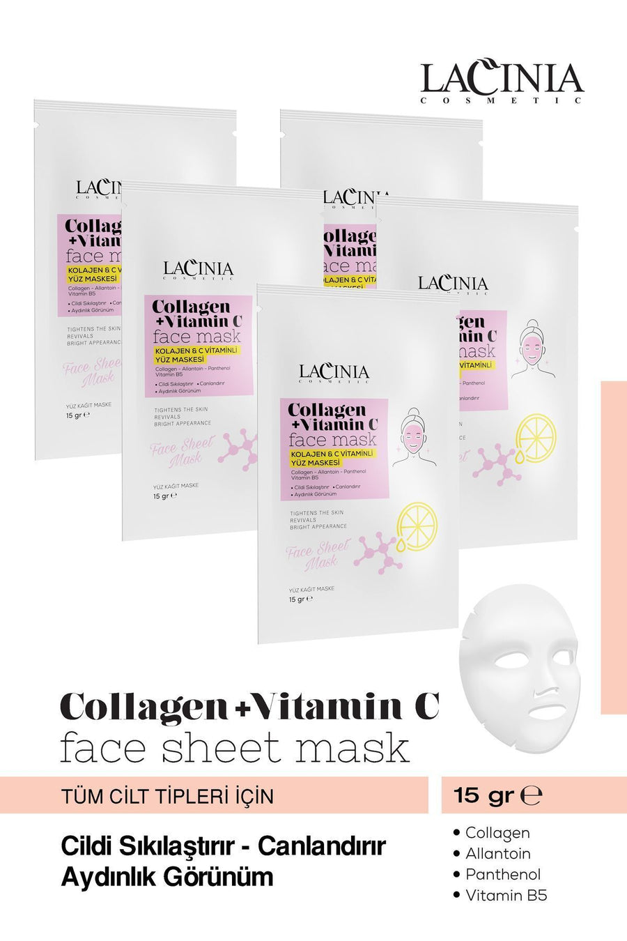 Yüz Maskesi Collagen + Vitamin C 5X15gr