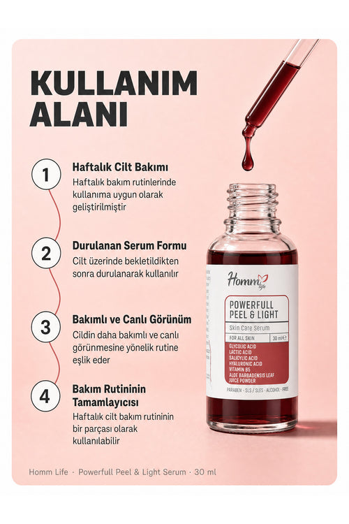 Arındırıcı Cilt Bakımı ve Günlük Kullanım | Powerful Peel & Light Serum 30 ml