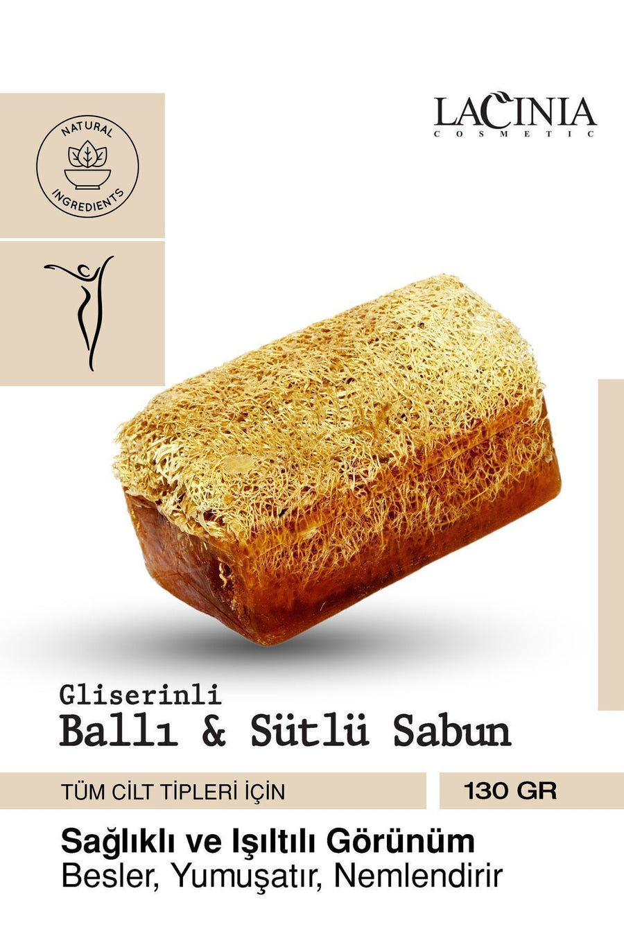 Doğal Kabak Lifli Ballı & Sütlü Sabun 130 gr Yüz Ve Vücut Bakımı Için Etkilidir