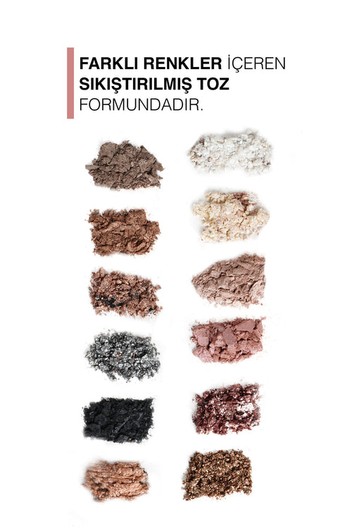 12li Far Paleti-Eyeshadow Palette Mat & Işıltılı|Güçlü Pigment & Kolay Dağılma|Toz Göz Far Paleti