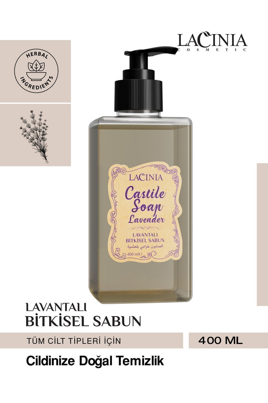 Doğal El Yıkama Sabunu Lavanta Özlü 400ml
